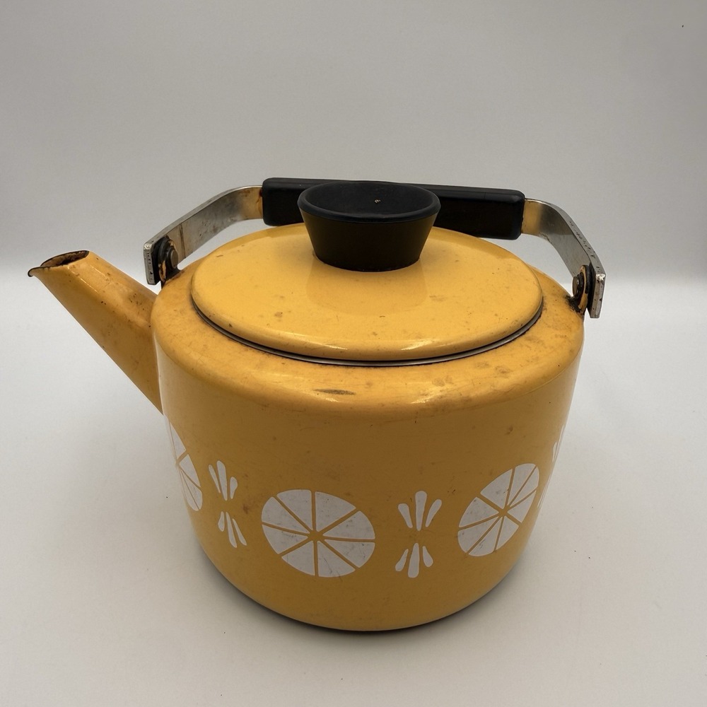 Vintage Catherine Holm Norway Yellow Viking Pattern Tea Kettle/Pot - READ